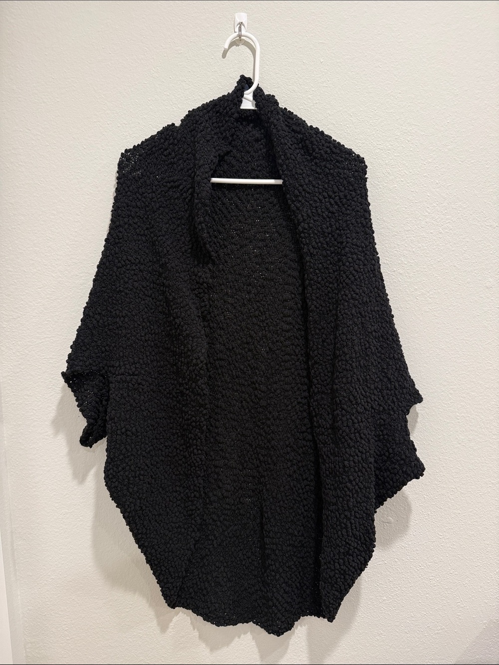 Blue Saks Fifth Avenue Cozy Black Open-Front Poncho Shrug